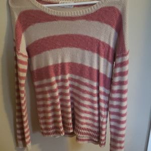 Cream & Pink Striped Sweater